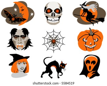 Halloween icons. Vector illustration.