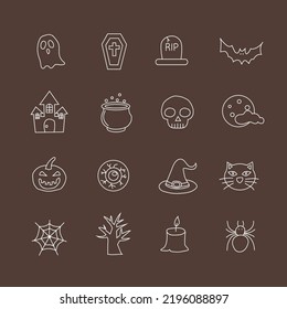 Halloween icons. Vector set . All elements are isolated