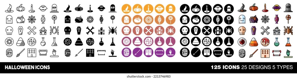 Halloween icons vector set collection graphic design