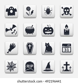 Halloween icons, web buttons set