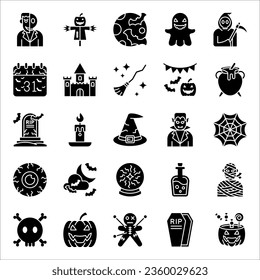 Halloween icons for web and mobile. Outline vector icons, vector illustration on white background