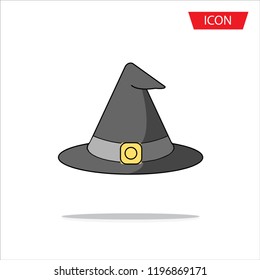 Halloween icons witch hat symbol isolated on background.