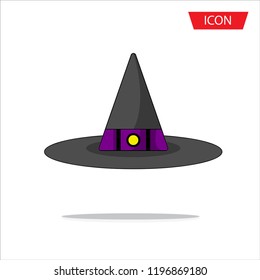 Halloween icons witch hat symbol isolated on background.
