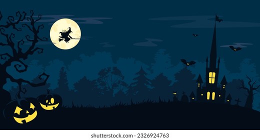Halloween illustration background, flat vector illustration