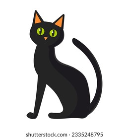 Halloween-Illustration mit schwarzer Katze, Vektorgrafik
