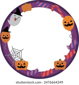 Halloween illustration circular frame material