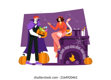 Halloween Illustration concept. Flat illustration isolated on white background