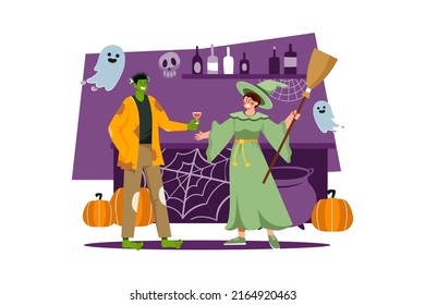 Halloween Illustration concept. Flat illustration isolated on white background