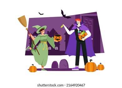 Halloween Illustration concept. Flat illustration isolated on white background
