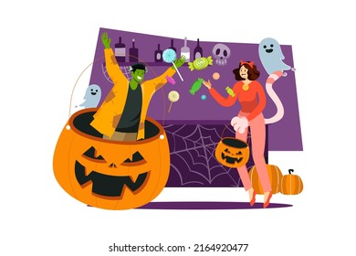 Halloween Illustration concept. Flat illustration isolated on white background