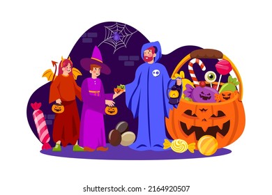 Halloween Illustration concept. Flat illustration isolated on white background