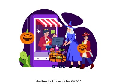 Halloween Illustration concept. Flat illustration isolated on white background
