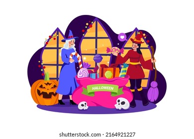 Halloween Illustration concept. Flat illustration isolated on white background