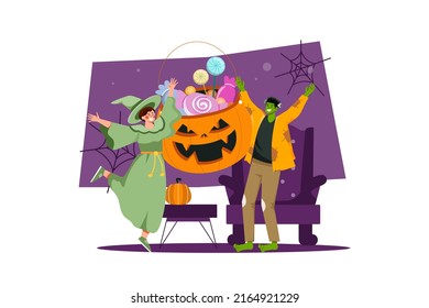 Halloween Illustration concept. Flat illustration isolated on white background