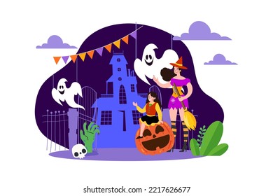Halloween Illustration concept. Flat illustration isolated on white background