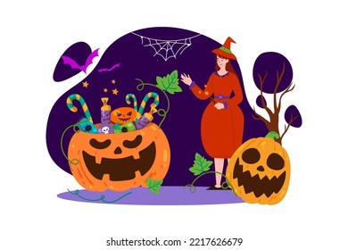Halloween Illustration concept. Flat illustration isolated on white background