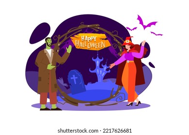 Halloween Illustration concept. Flat illustration isolated on white background