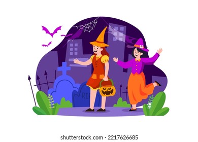 Halloween Illustration concept. Flat illustration isolated on white background
