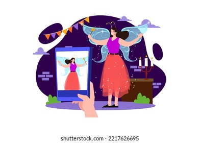 Halloween Illustration concept. Flat illustration isolated on white background