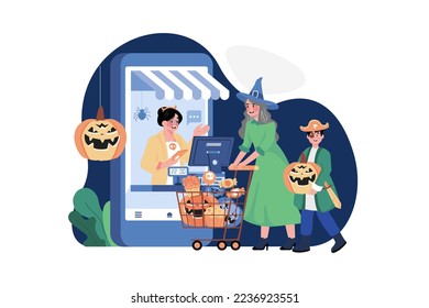 Halloween Illustration concept. Flat illustration isolated on white background