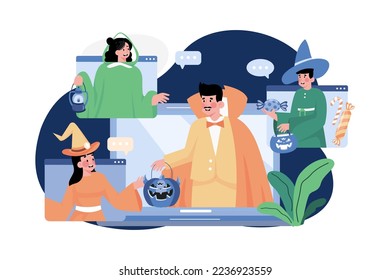 Halloween Illustration concept. Flat illustration isolated on white background