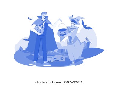 Halloween Illustration concept on a white background