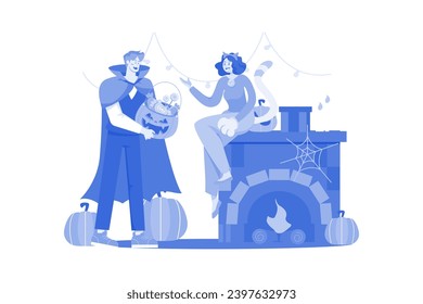 Halloween Illustration concept on a white background