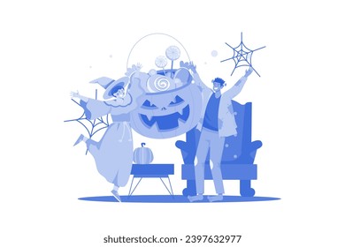 Halloween Illustration concept on a white background