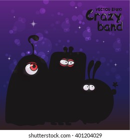 Halloween illustration of cute cartoon monsters.