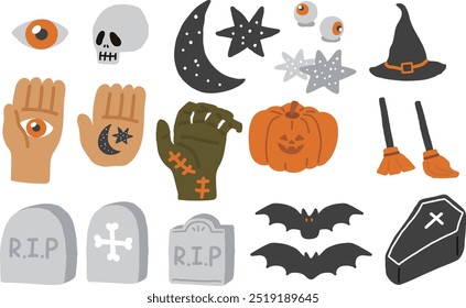 colección de Elementos de miedo de la decoración de la ilustración de Halloween