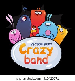 Halloween illustration of different monsters, bacteria, germs, aliens, devils and ghosts.