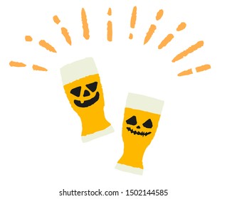 Halloween illustration, drink with face drawn