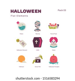 Halloween illustration elements flat icons design