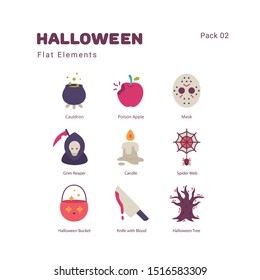 Halloween illustration elements flat icons design