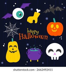 Elemento de ilustración de Halloween. Espeluznante arte de Clip dibujado a mano para el diseño estacional