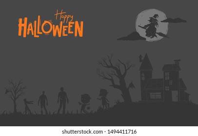 Halloween Illustration flat design for background, poster, greeting and invitation card, banner, and celebartion