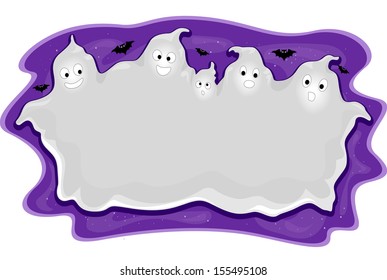 Halloween Illustration of a Frame Featuring Ghosts Huddled Together