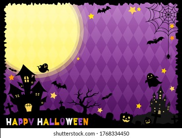 Halloween illustration with full moon shining