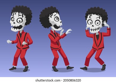 Halloween Illustration, Funny skeletons dancing thriller, Isolated