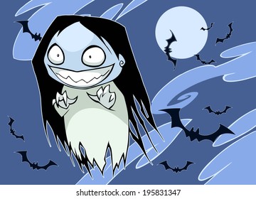 Halloween illustration of a ghost girl