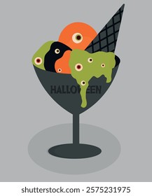  Halloween Illustration Ice Cream Corn and Chocolate Bar Taste