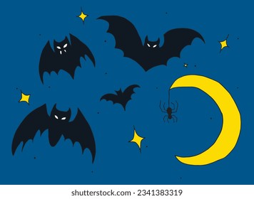 Halloween illustration image. 
Hand drawn image artwork of a halloween elements. 
Simple cute original logo.
Hand drawn vector illustration for posters, cards, t-shirts.