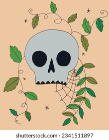 Halloween illustration image. 
Hand drawn image artwork of a halloween elements. 
Simple cute original logo.
Hand drawn vector illustration for posters, cards, t-shirts.