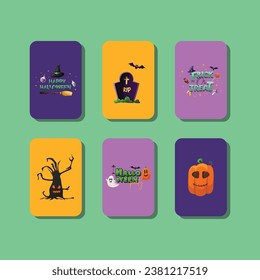 Halloween Illustration and Lettering Card Collection