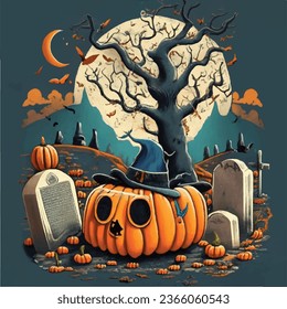 Halloween illustration. Halloween logo design. Creative halloween logo design. Banner with halloween pumpkins.