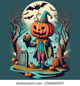 Halloween illustration. Halloween logo design. Creative halloween logo design. Banner with halloween pumpkins.