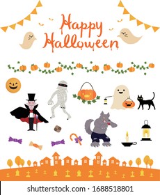 Halloween illustration material set drawn in vector