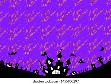 Halloween illustration and message calligraphy character background