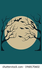 Ilustración de Halloween con la luna. Ilustración de diseño de vectores