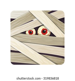 Halloween illustration of a mummy in square in flat style in vector
